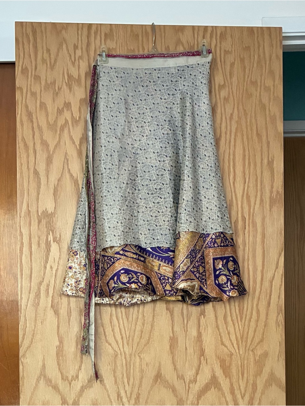Silk Reversible Wrap Around Floral Skirt - Picture 4 of 13